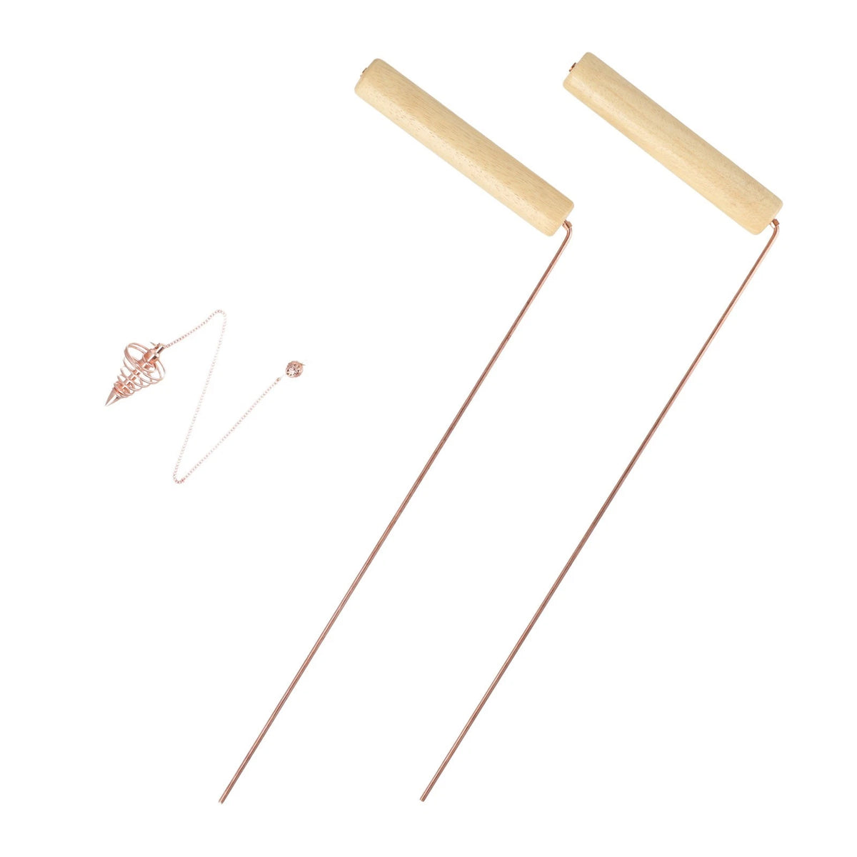 Wooden Handle Copper Detector Rod for Outdoor Adventures