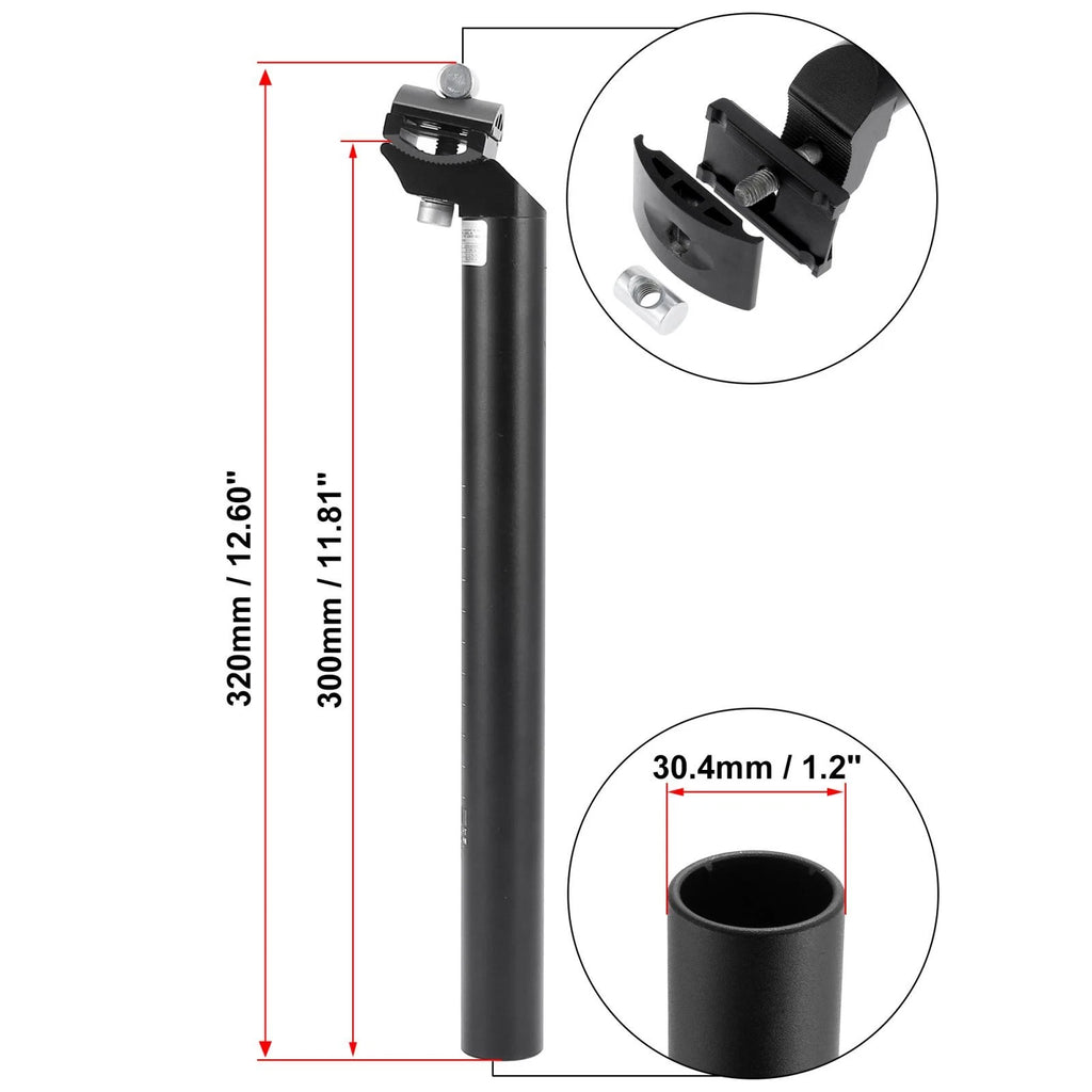 Bicycle Seat Post Aluminum Alloy Adjustable Clamp for 30.4x300mm (Black)