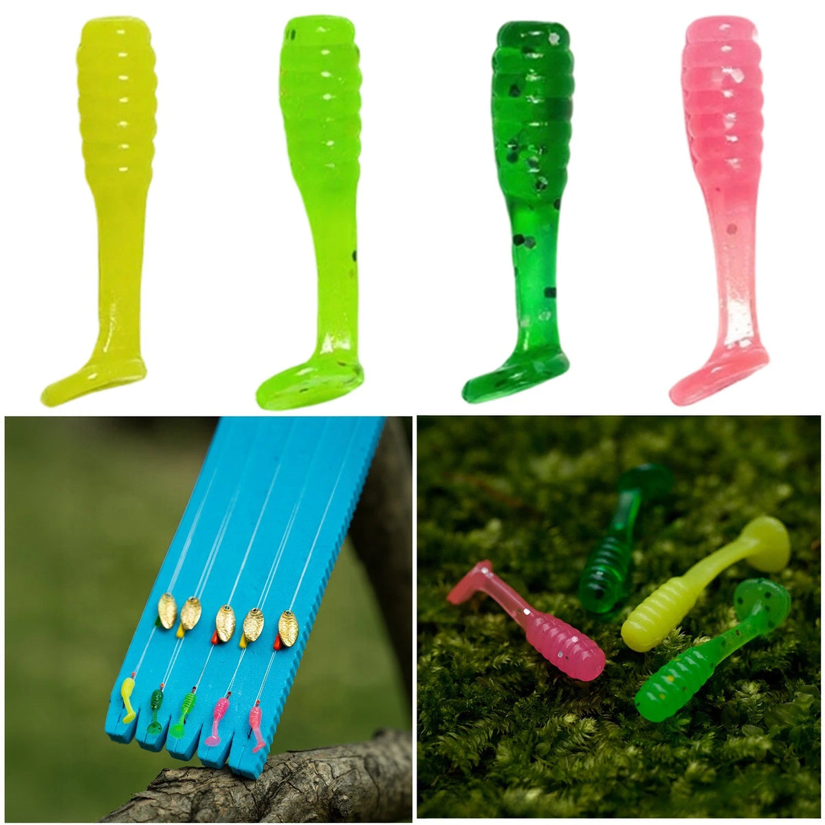 50X T-Tail Wobblers Soft Silicone Lures with Attractant for Anglers