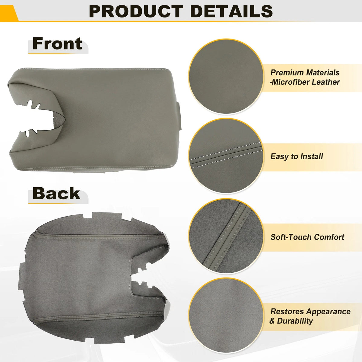 Leather Console Lid Armrest Cover for Acura TL (2009–2014) Grayish Beige