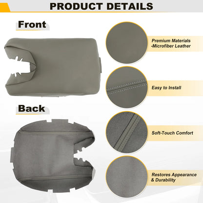 Leather Console Lid Armrest Cover for Acura TL (2009–2014) Grayish Beige