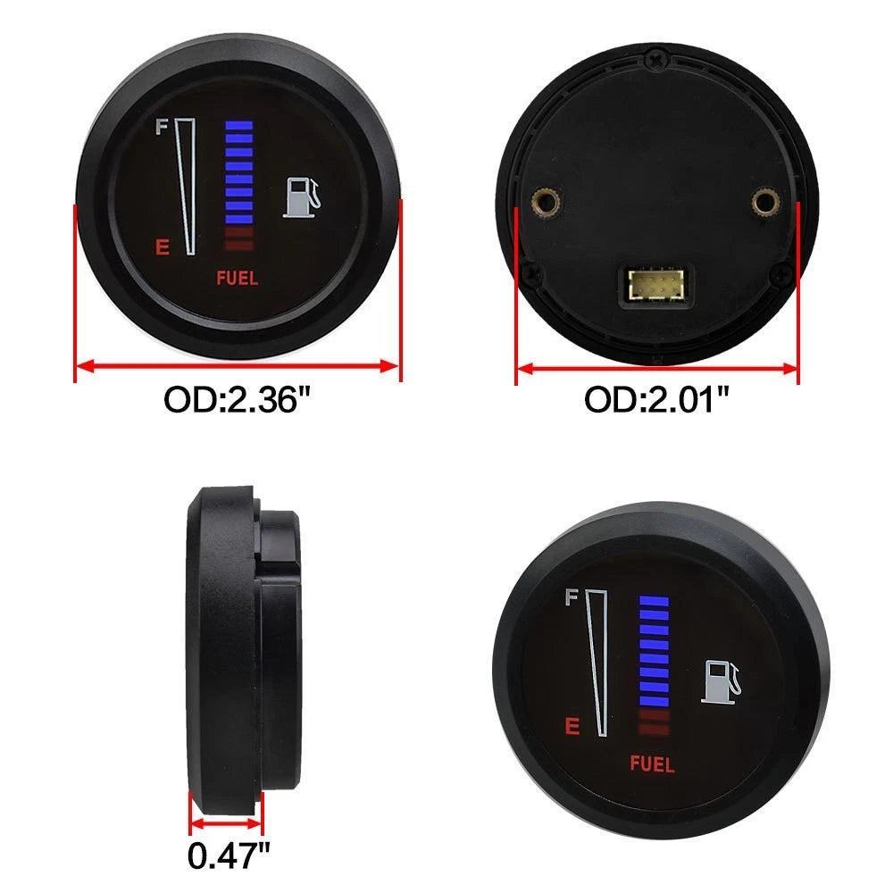Universal 52mm Car Motorcycle Fuel Level Meter Digital Display Gauge 10 Grid