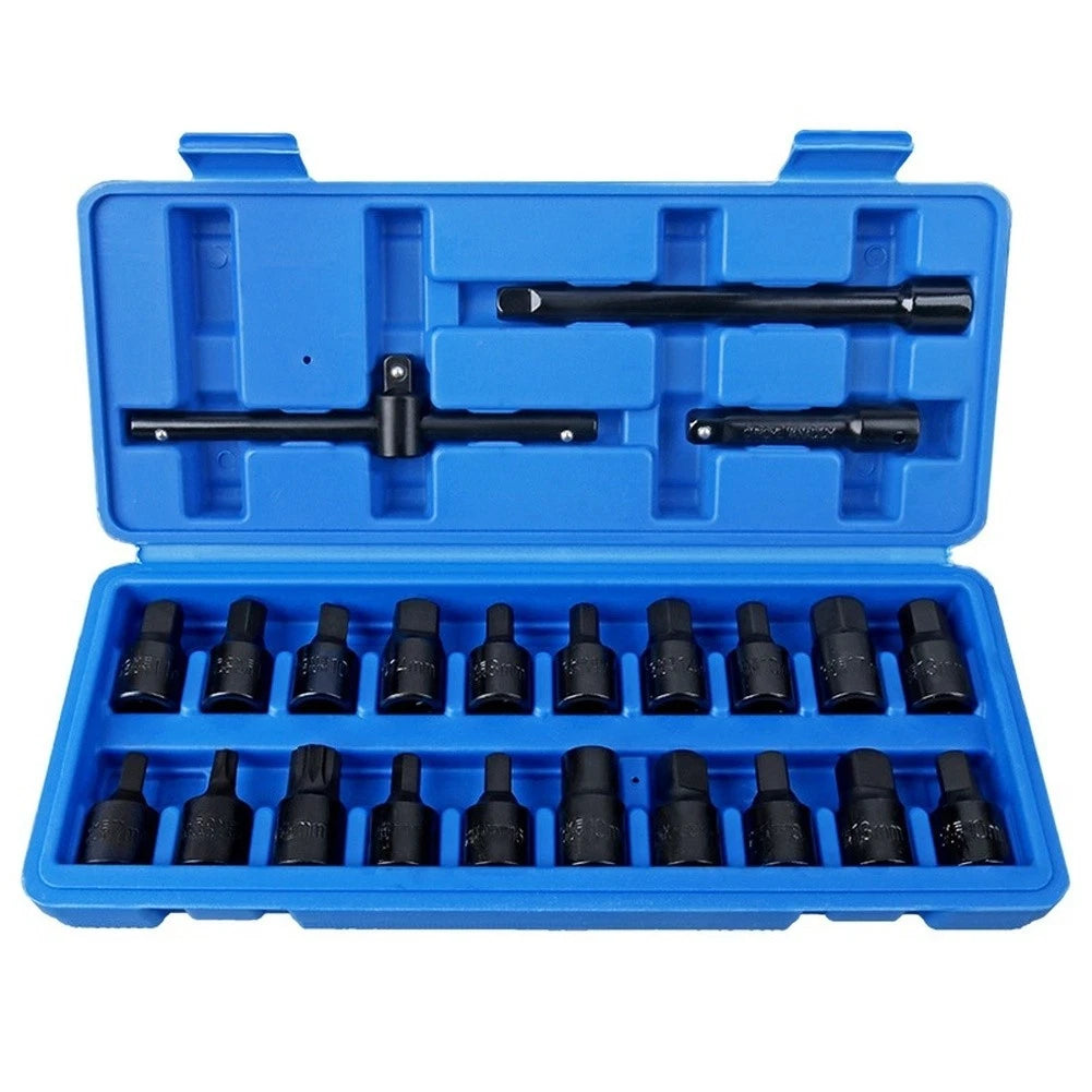 23 Pc Oil Pan Drain Socket Wrench Set for Auto Repair