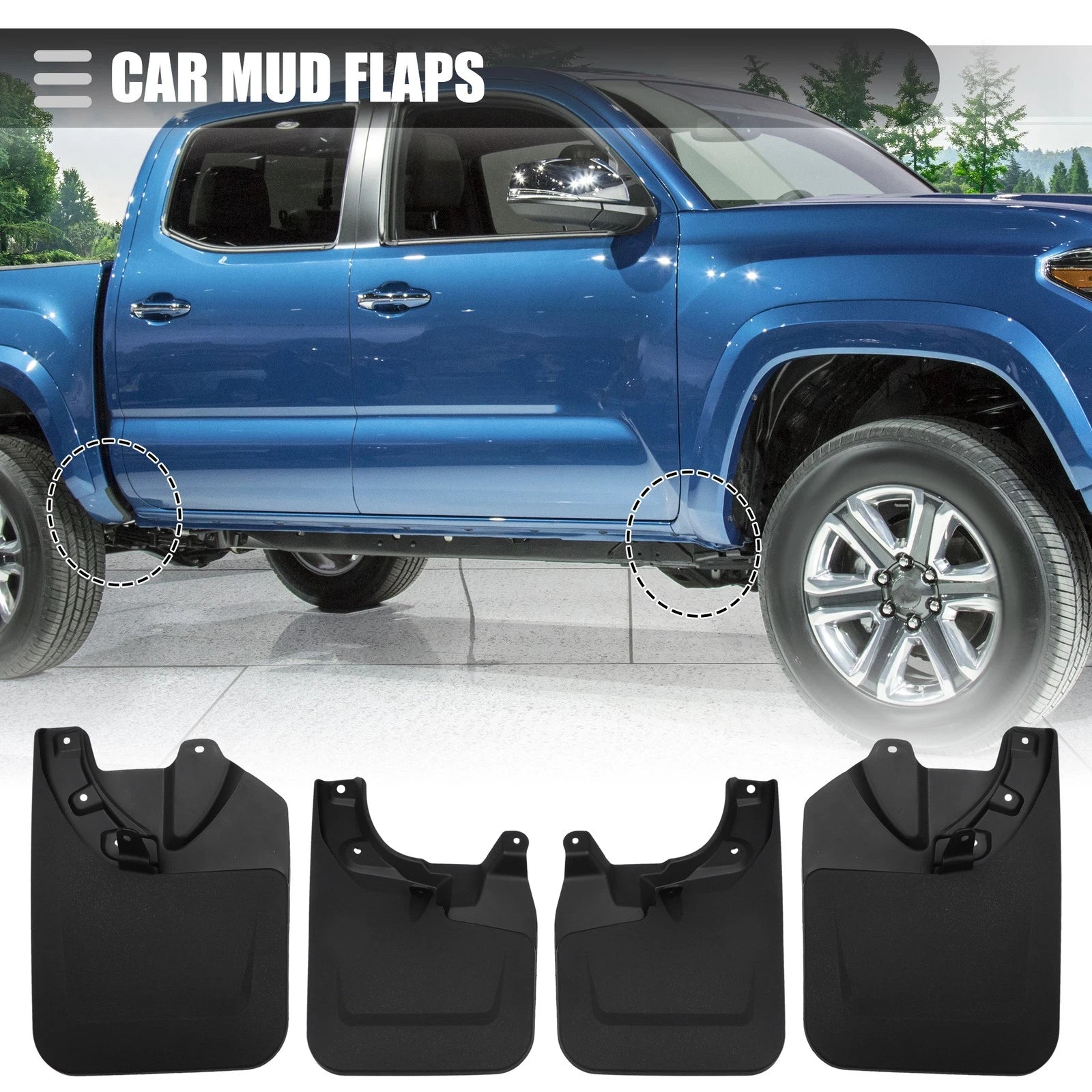 Mud Flaps Splash Guards Screw On Set for Toyota Tacoma (2023–2023)
