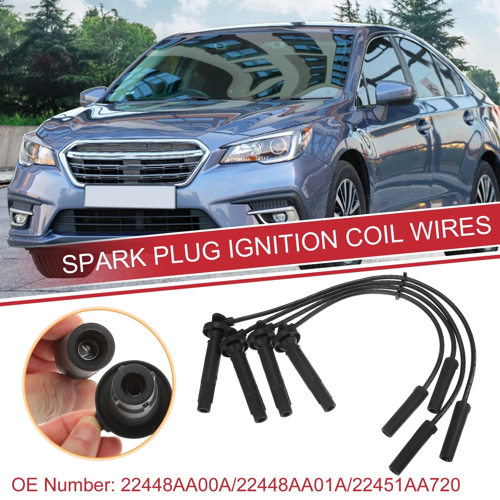 4 Pcs Spark Plug Wire Ignition Coil Cable Replacement for Subaru Outback (2005–2014)