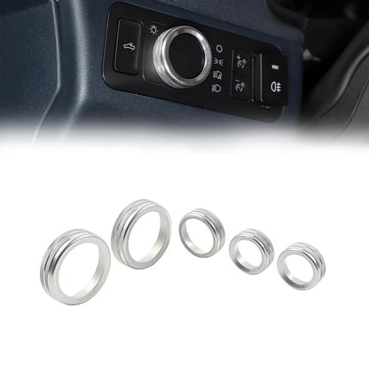 5pcs AC Headlight Radio Switch Knob Ring for Ford Maverick (2022–2023)