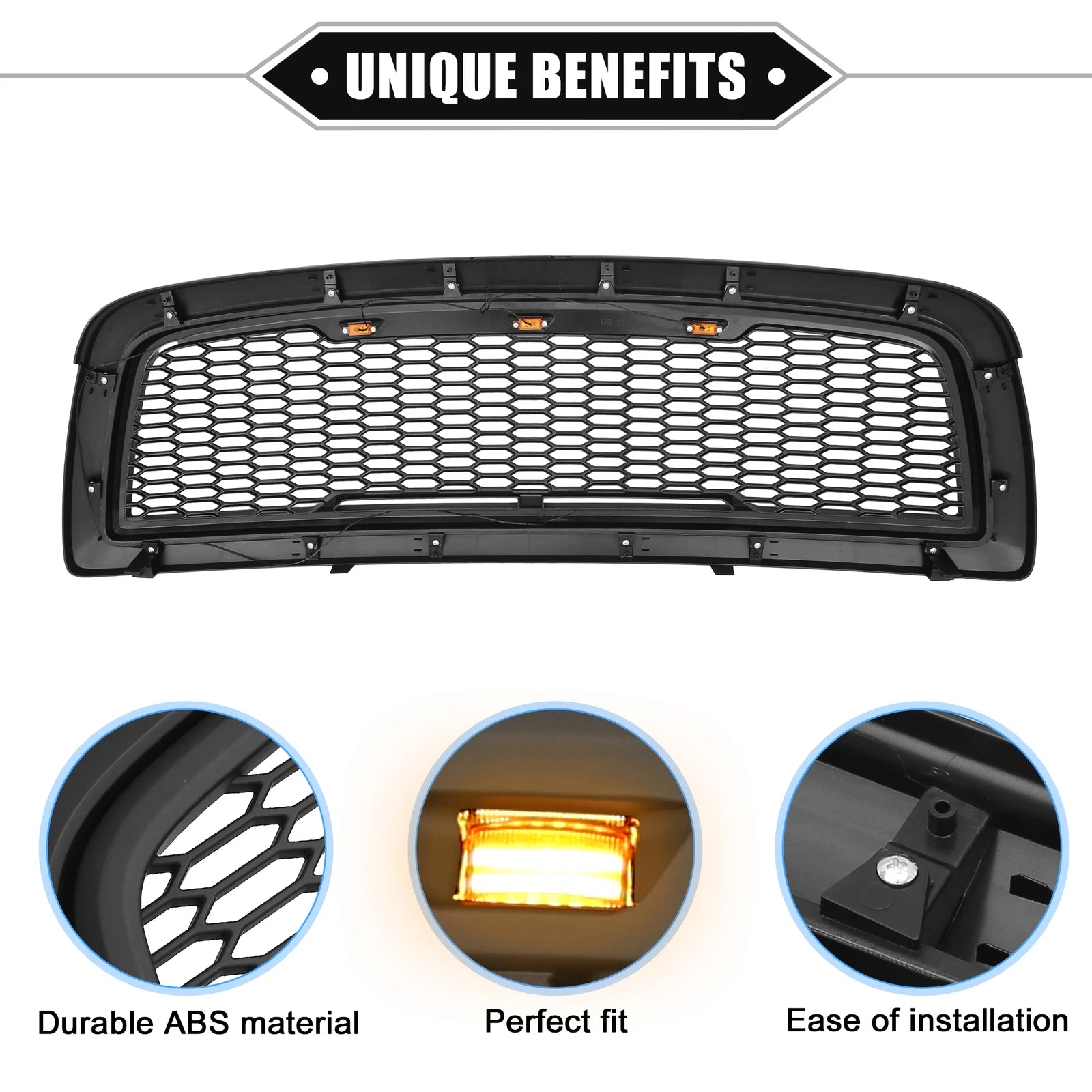 Front Grille Assembly with LED Lights for Dodge Ram 1500 (2009–2010)