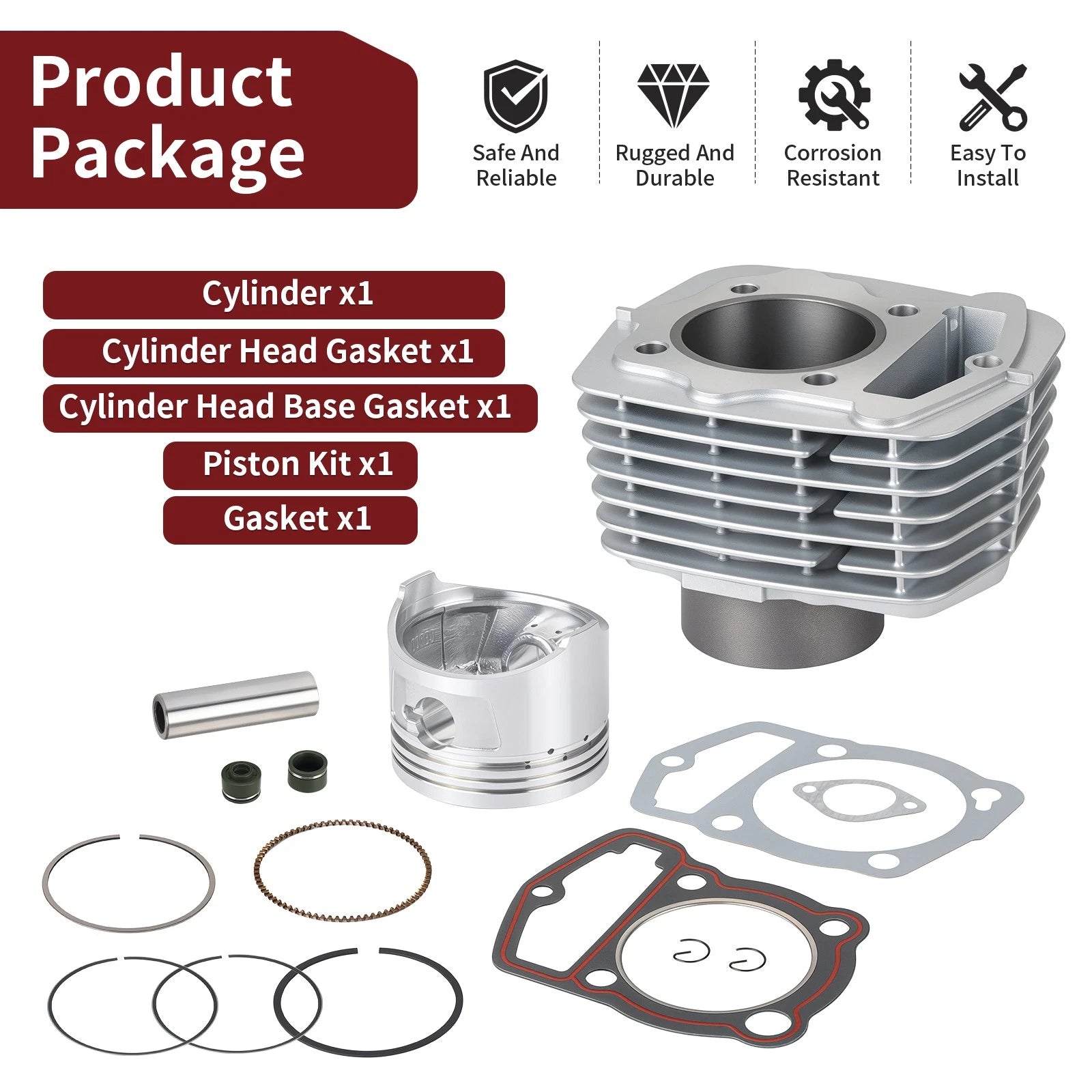 Cylinder Piston Gasket Top End Rebuild Kit for Honda XR200 XR200R (1996–2002)