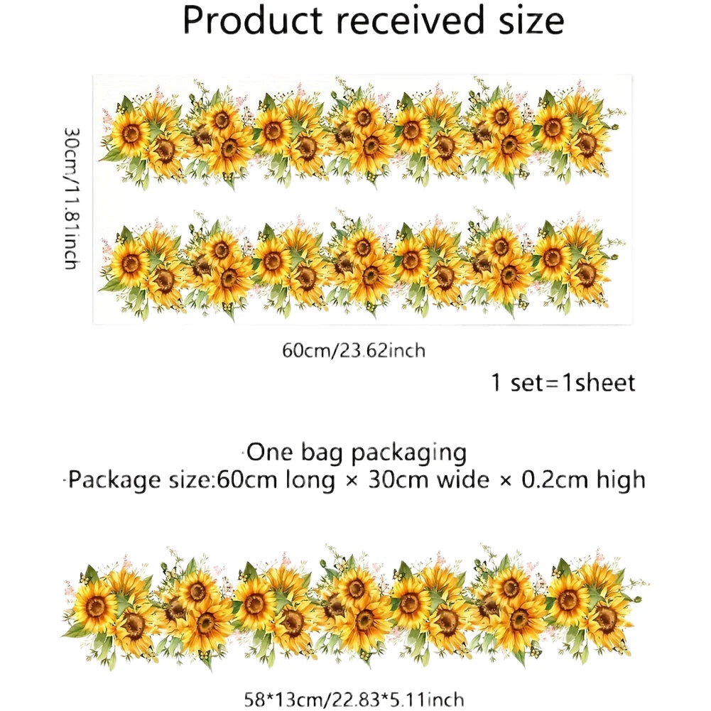 2X Removable Sunflower Wall Stickers PVC Waterproof Decals for Indoor Use
