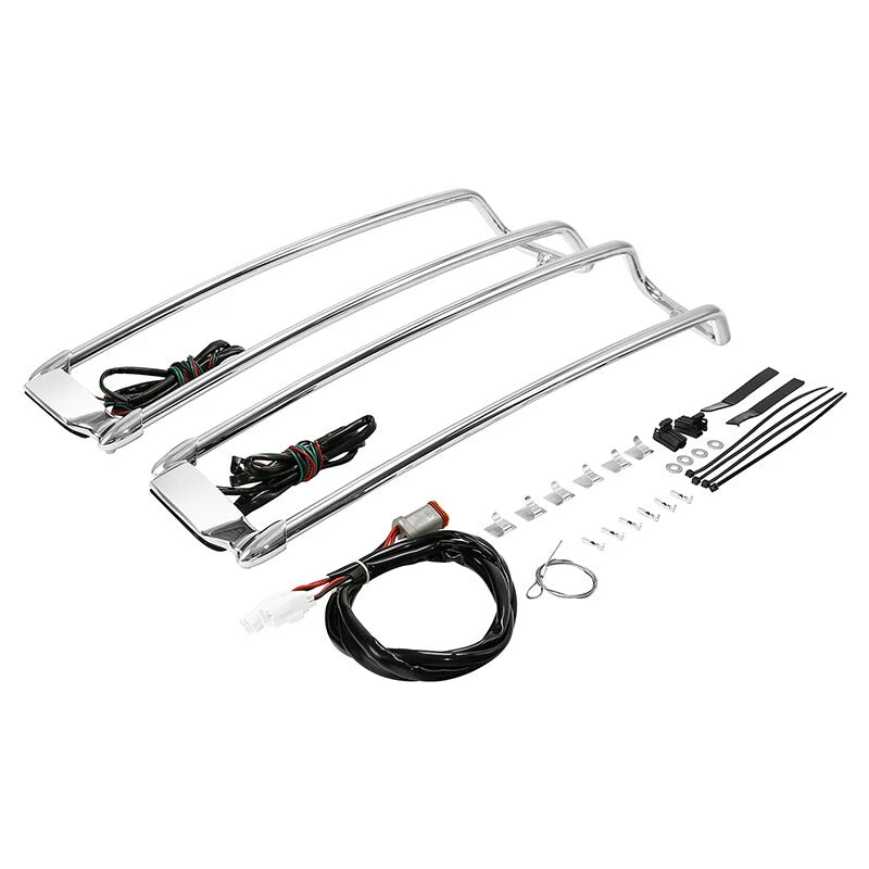 Chrome Saddlebag Lid Top Rails with LED Light for Harley Electra Glide (1994–2013)