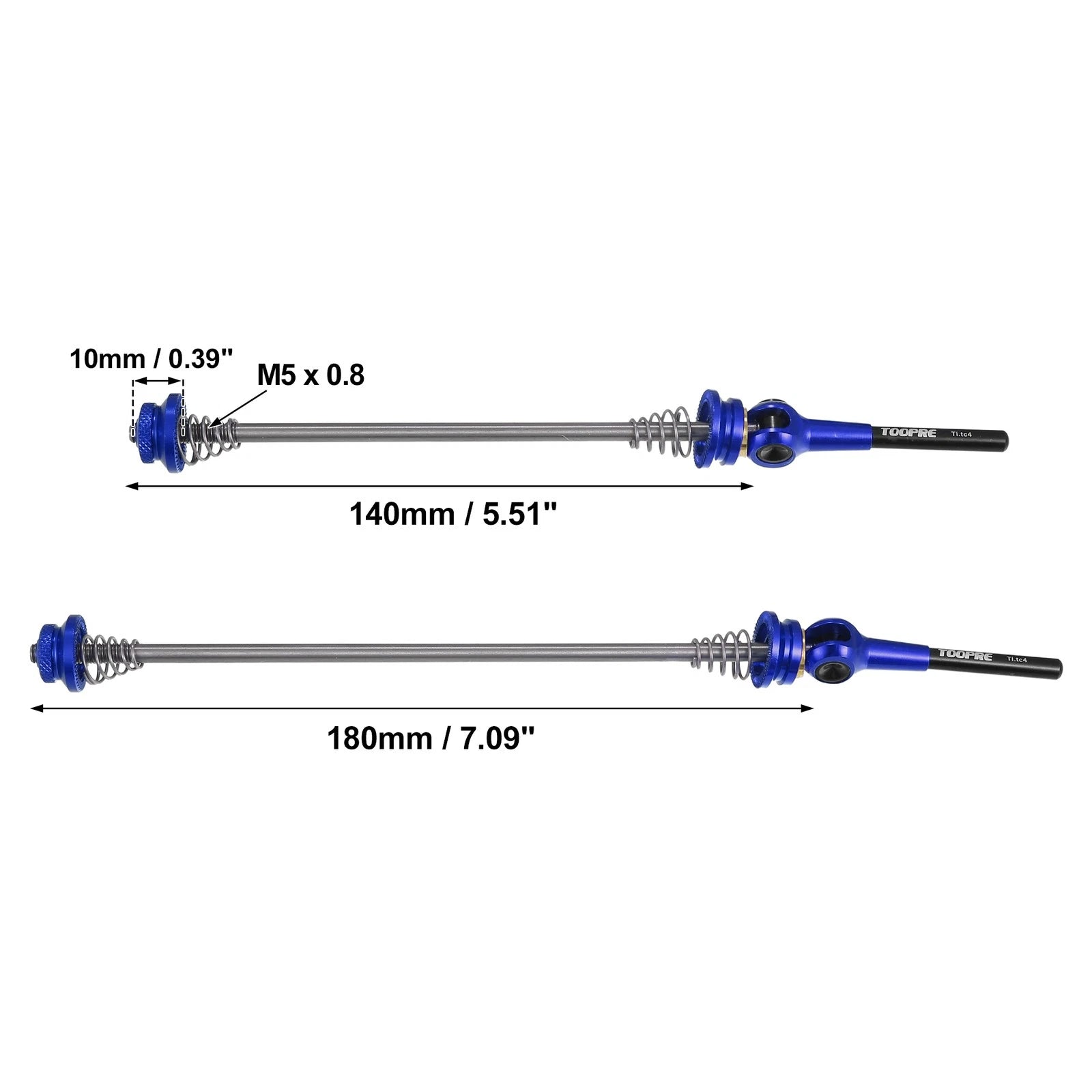Quick Release Bicycle Axle Skewers Pair Front Rear for Blue (140–180mm)