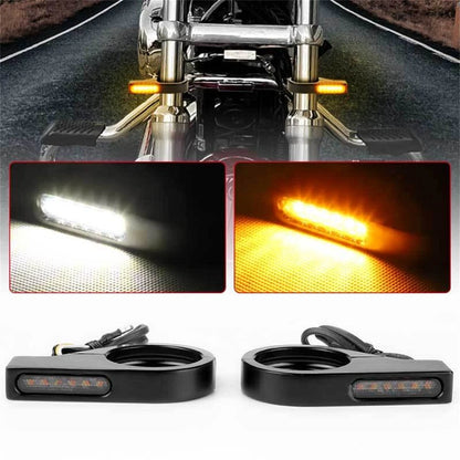 LED Turn Signal Blinkers Light for Motorcycle (39mm-41mm Fork Mount)
