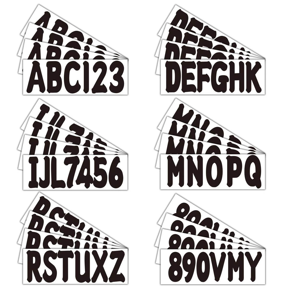 Black Boat Registration Numbers & Letters 4Pack Custom 3" Boat Decal Stickers