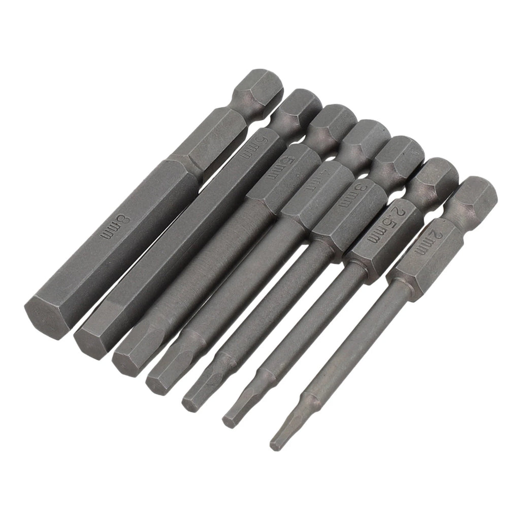 7pcs Hexagon Socket Screwdriver Bit Set for Electric Tools (65mm)