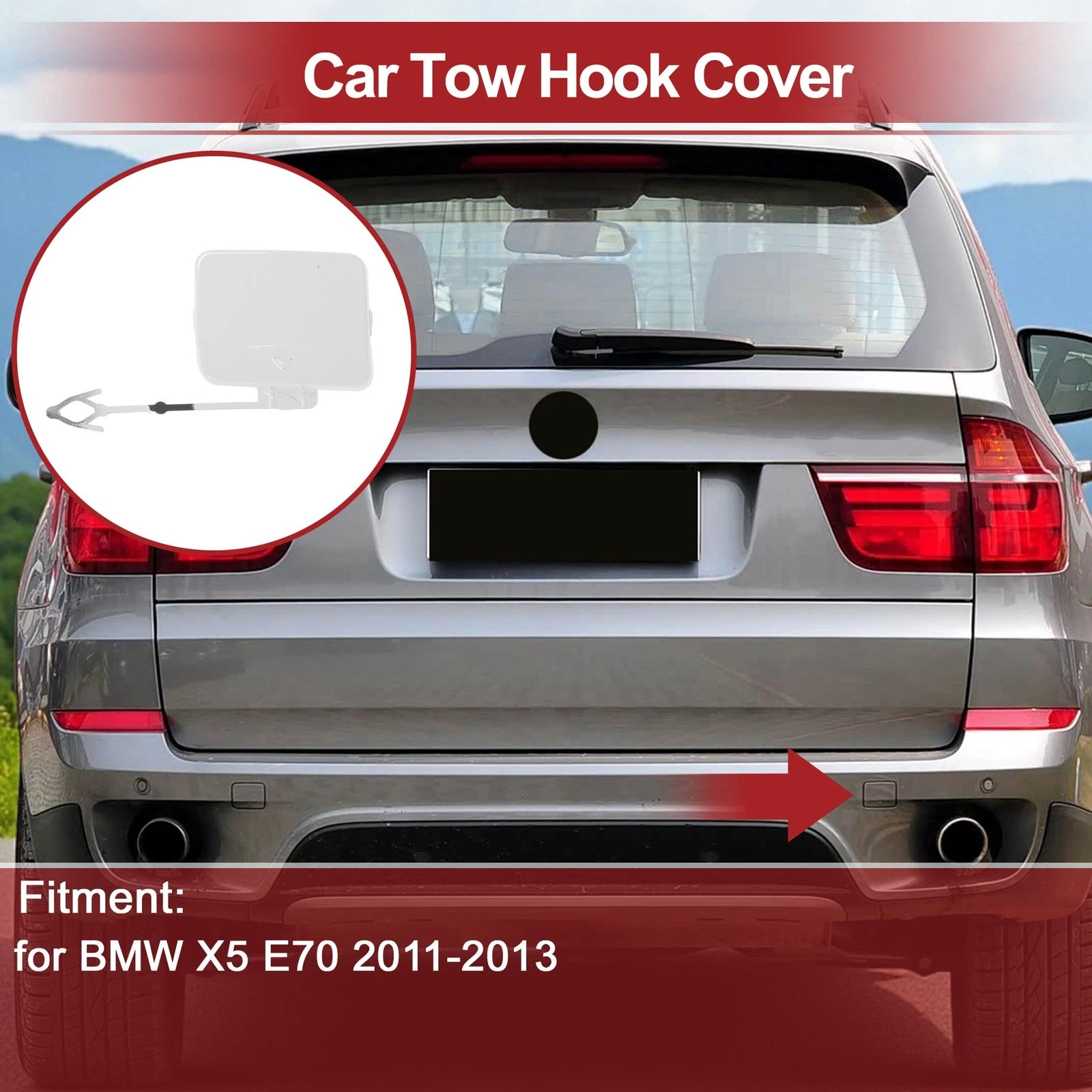 Tow Hook Cover Cap Replacement for BMW X5 E70 2011–2013 White
