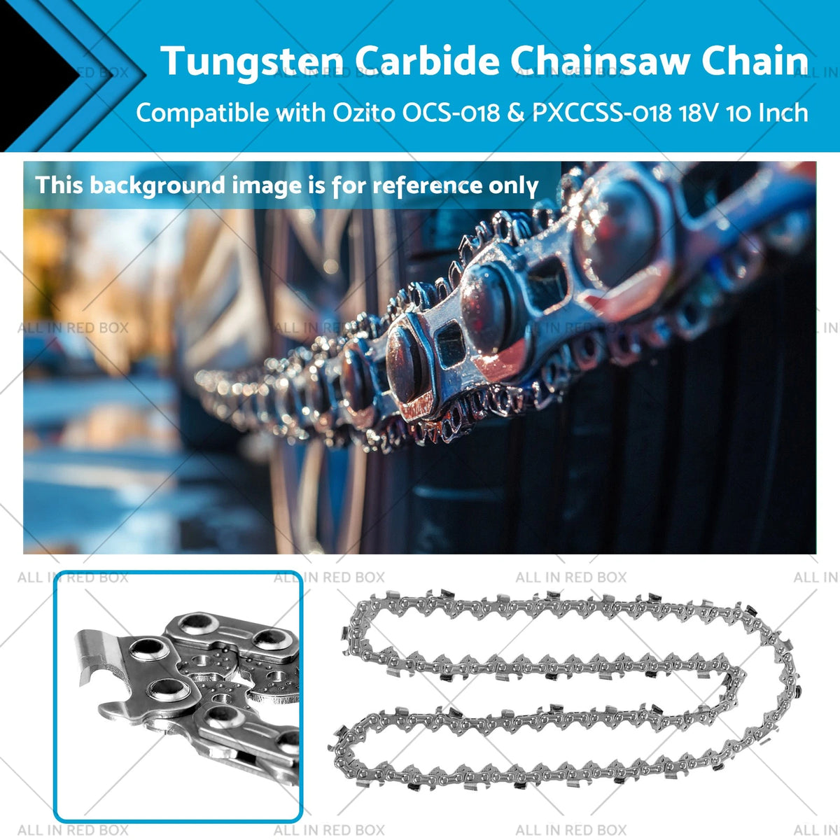 Tungsten Chainsaw Chain 3/8 .043 40DL 10" for Ozito OCS-018 PXCCSS