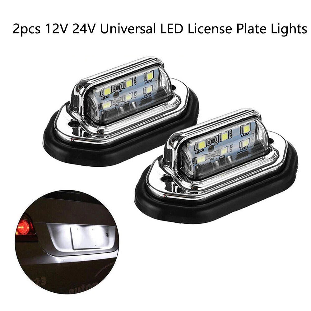 2X LED License Plate Tag Light for Car Boat Truck Trailer (12V 24V)