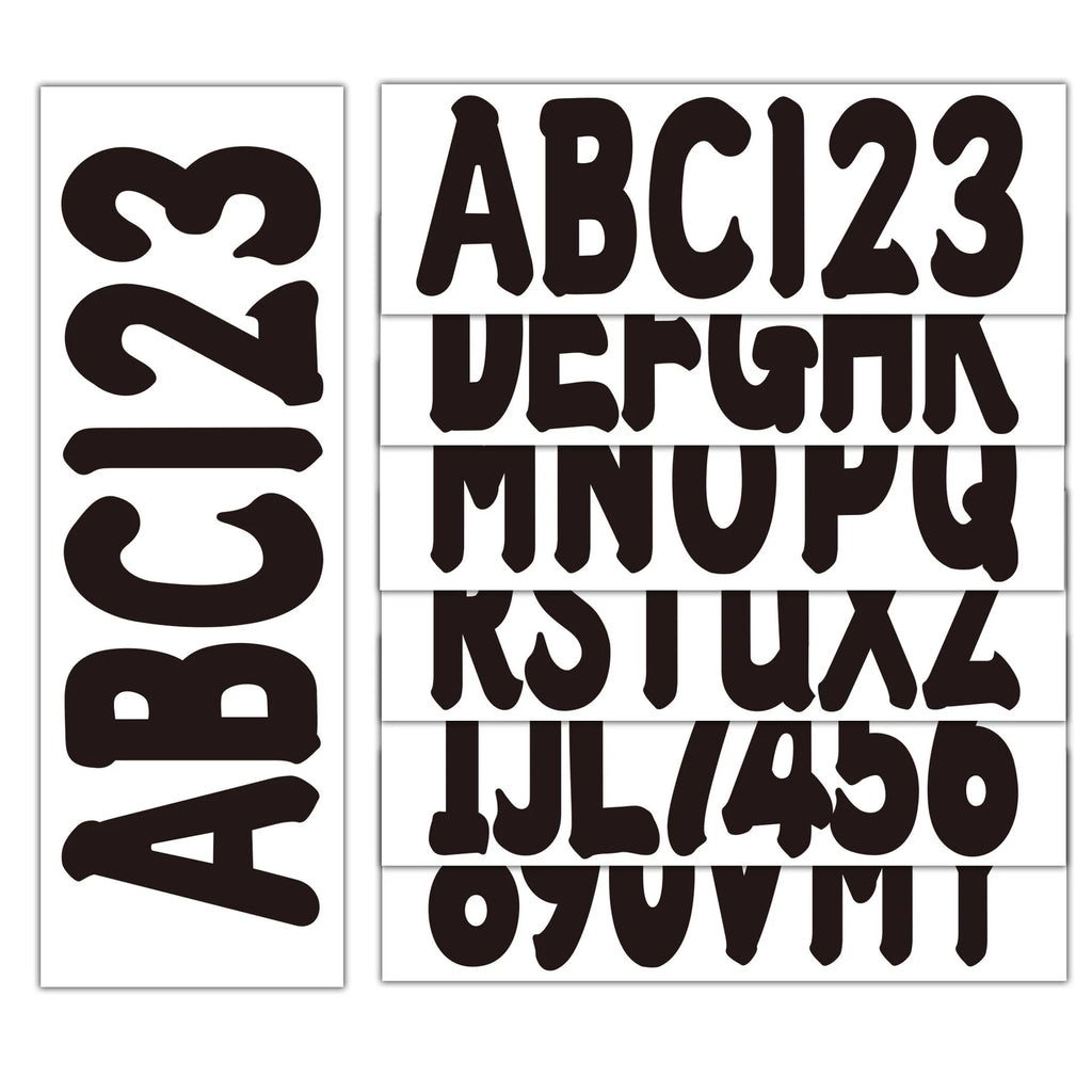 4X Black Boat Registration Numbers & Letters 3" Decal Stickers