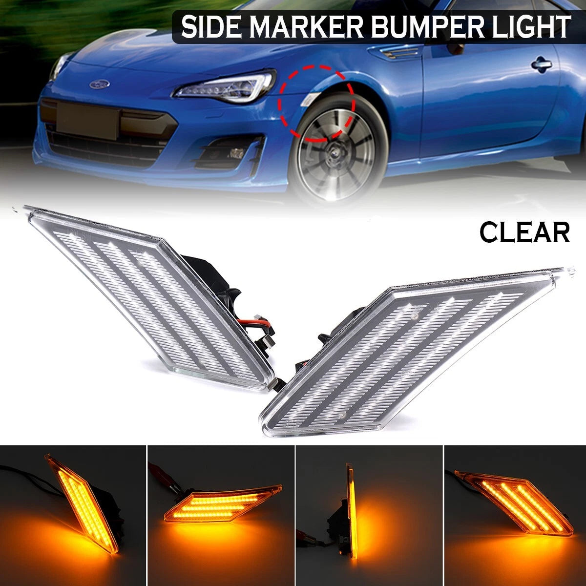 2X LED Side Marker Signal Lights for Subaru BRZ Scion FRS 86 Toyota (2013–2021)