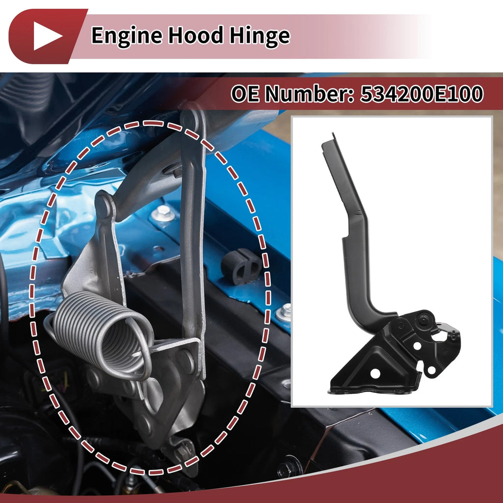 Hood Hinge Left Side OEM Replacement for Toyota Highlander (2009–2015)