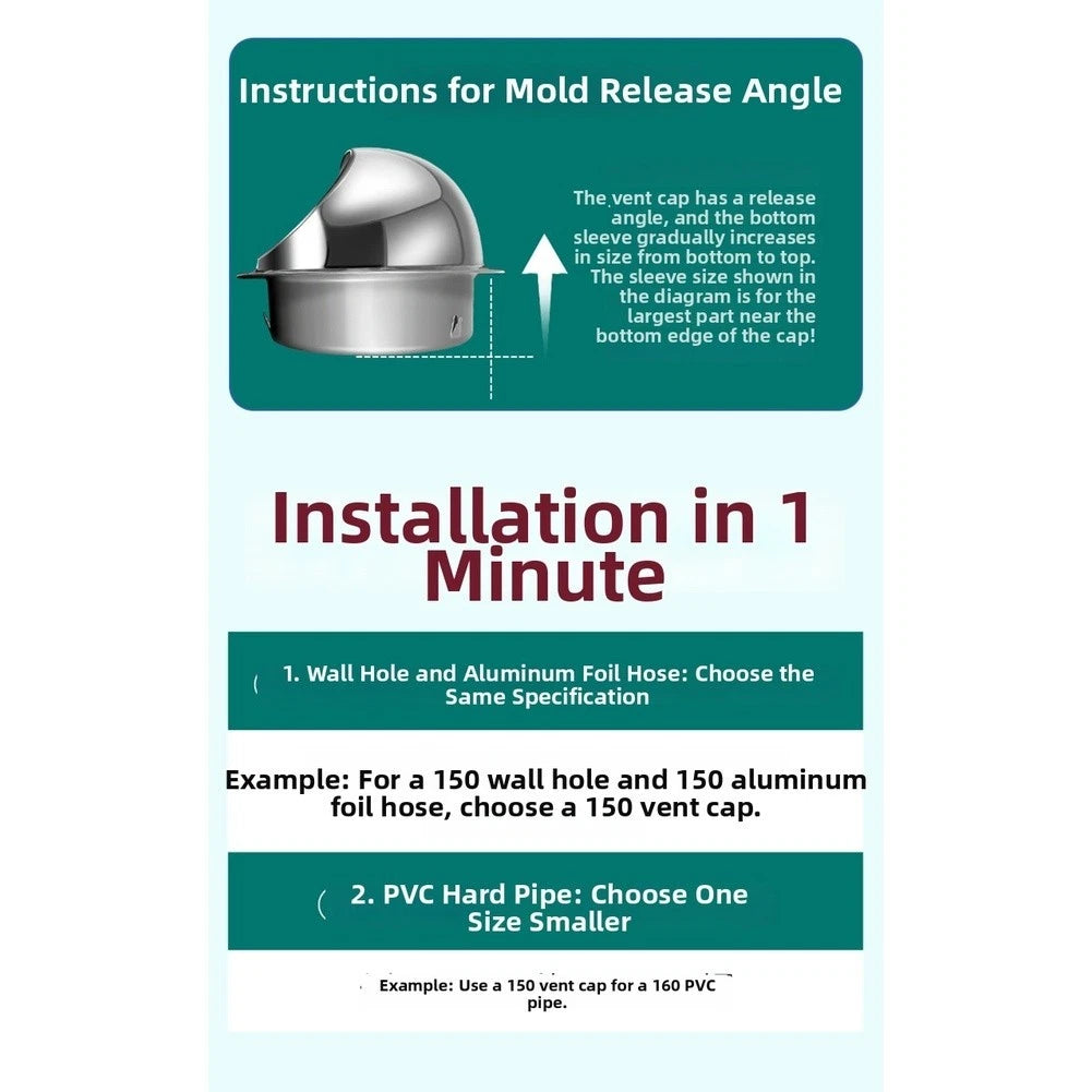 Wall Mounted Stainless Steel Exhaust Hood for Ventilation (304 SS)