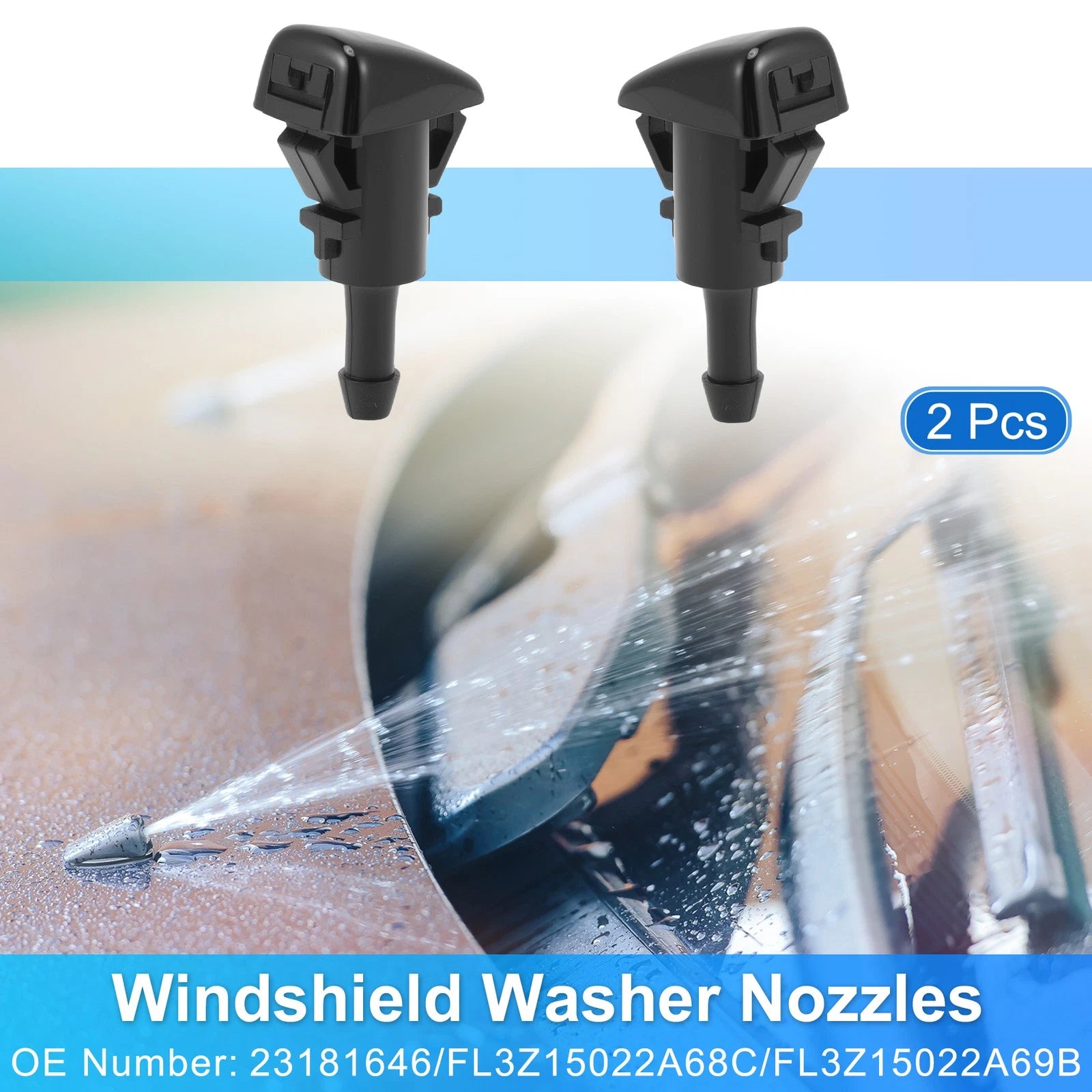 2X Windshield Washer Nozzle for Chevrolet Silverado 1500 (2014–2019) Replace No.23181646