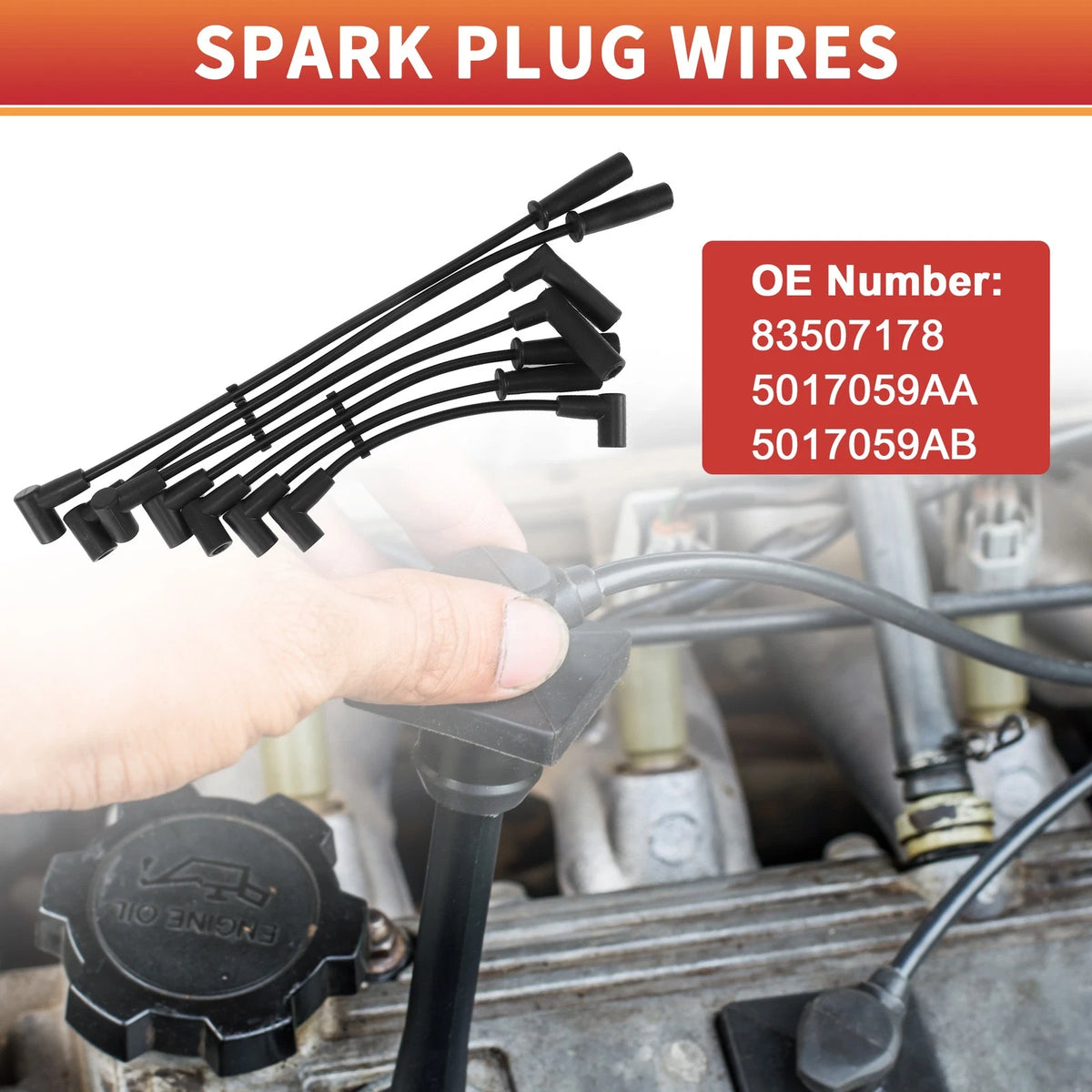 7 Pcs Spark Plug Wire Ignition Coil Cable No. 83507178 for Jeep Cherokee XJ (1991–1999)