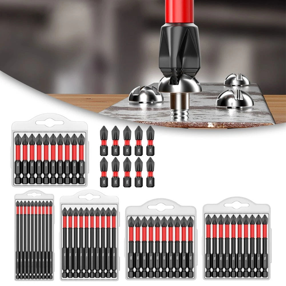 10 Pack PH2 Magnetic Screwdriver Bits for Automotive Use
