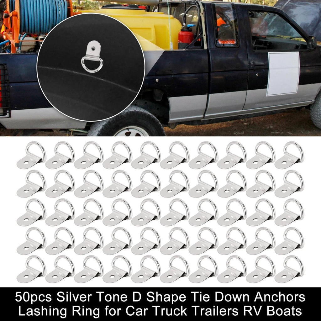 D Ring Tie Down Anchors Silver Tone 50pcs for Car Truck Trailer (Universal)