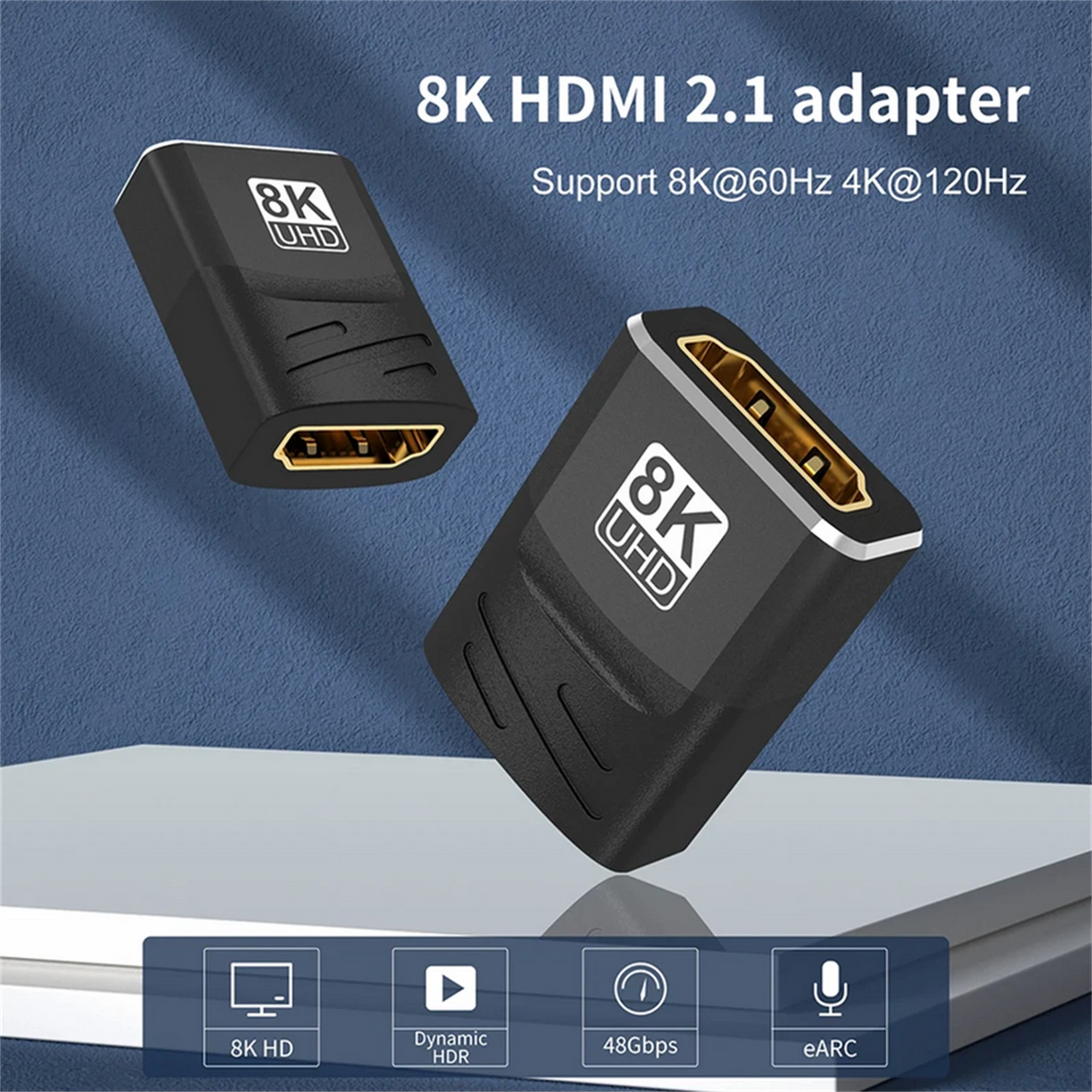 HDMI Female to Female Connector Extender Adapter Cable 8K 60Hz 4K 120Hz