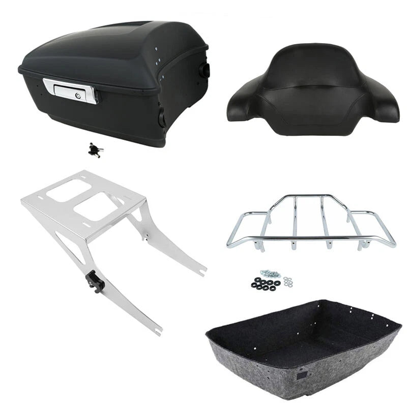 Matte Black Trunk Backrest Mount Rack for Harley Fat Boy (2008–2017)