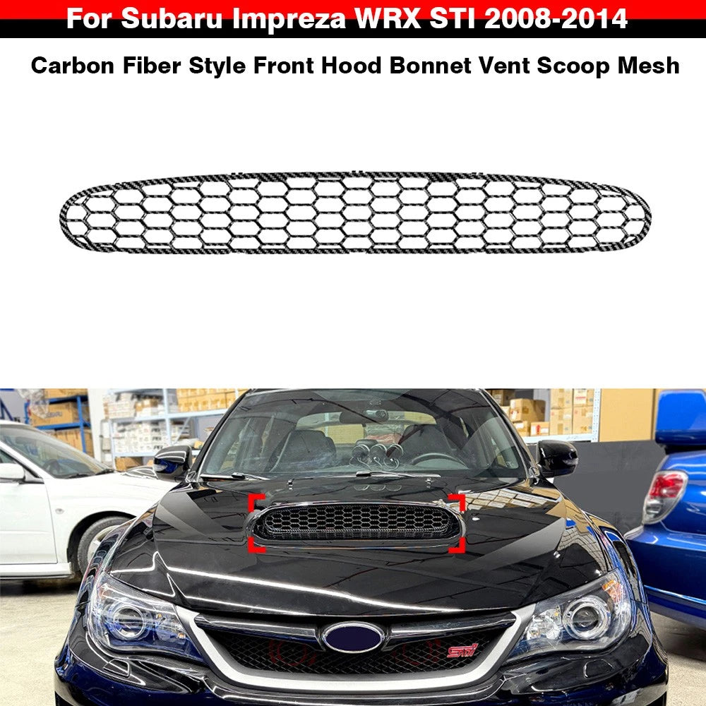 Carbon Look Front Hood Vent Scoop Mesh for Subaru Impreza WRX STI (2008–2014)