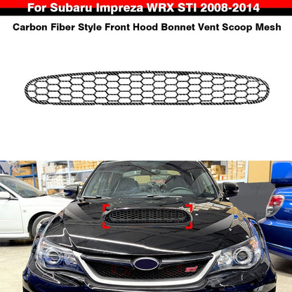 Carbon Look Front Hood Vent Scoop Mesh for Subaru Impreza WRX STI (2008–2014)