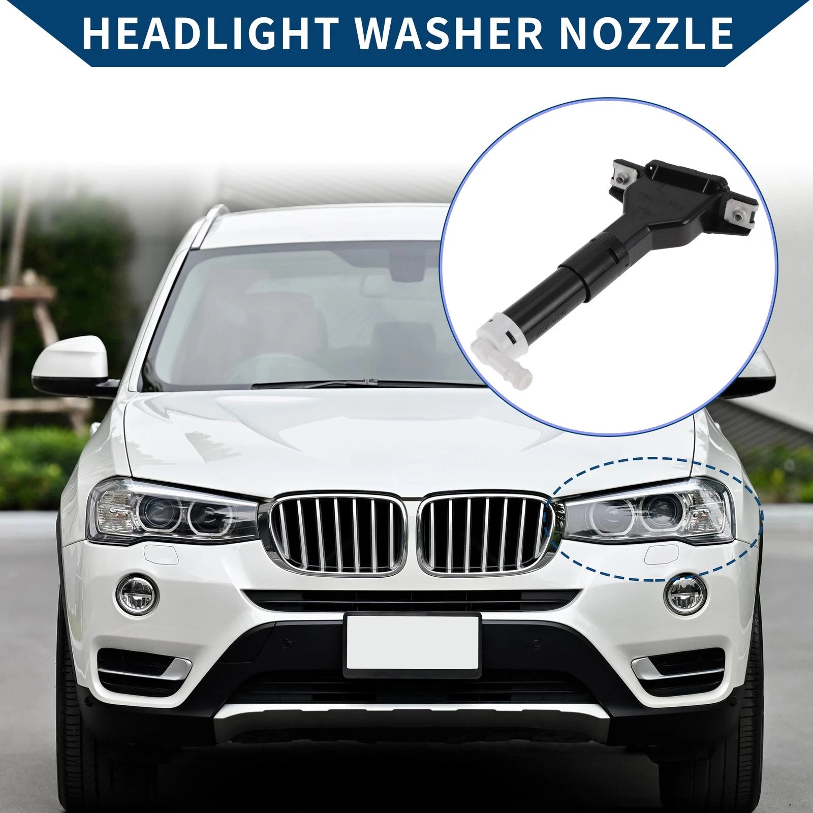 Front Driver Side Headlight Washer Nozzle for Honda Civic (2005–2011) 1pc Black