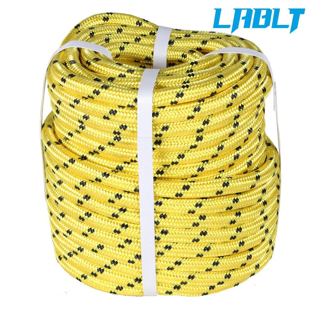 1/2" × 100' Yellow Double Braid Polyester Rope 5500Lbs Bull Rope