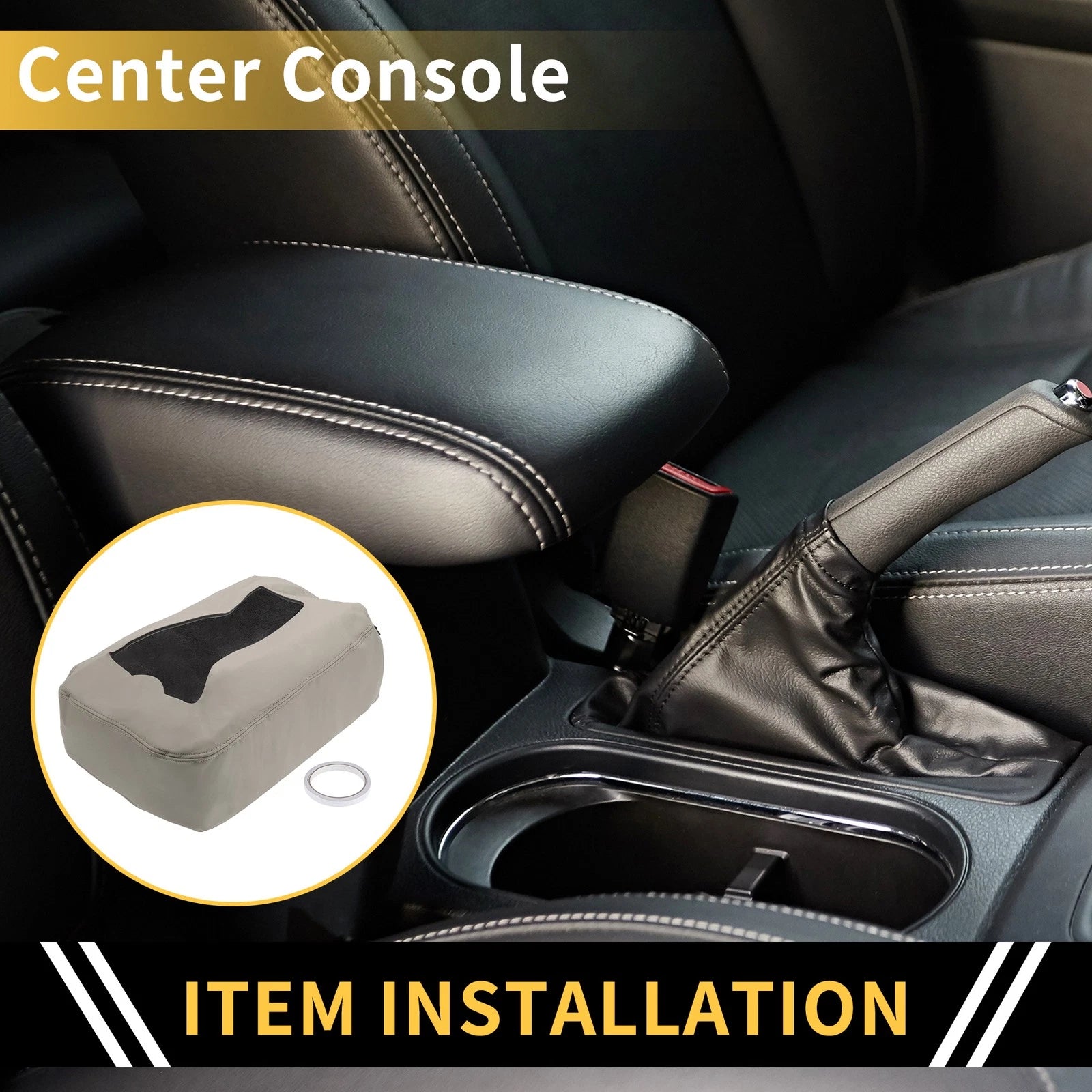 Center Console Cover Replacement for Chevrolet Silverado Microfiber Leather Zipper (2014–2018)