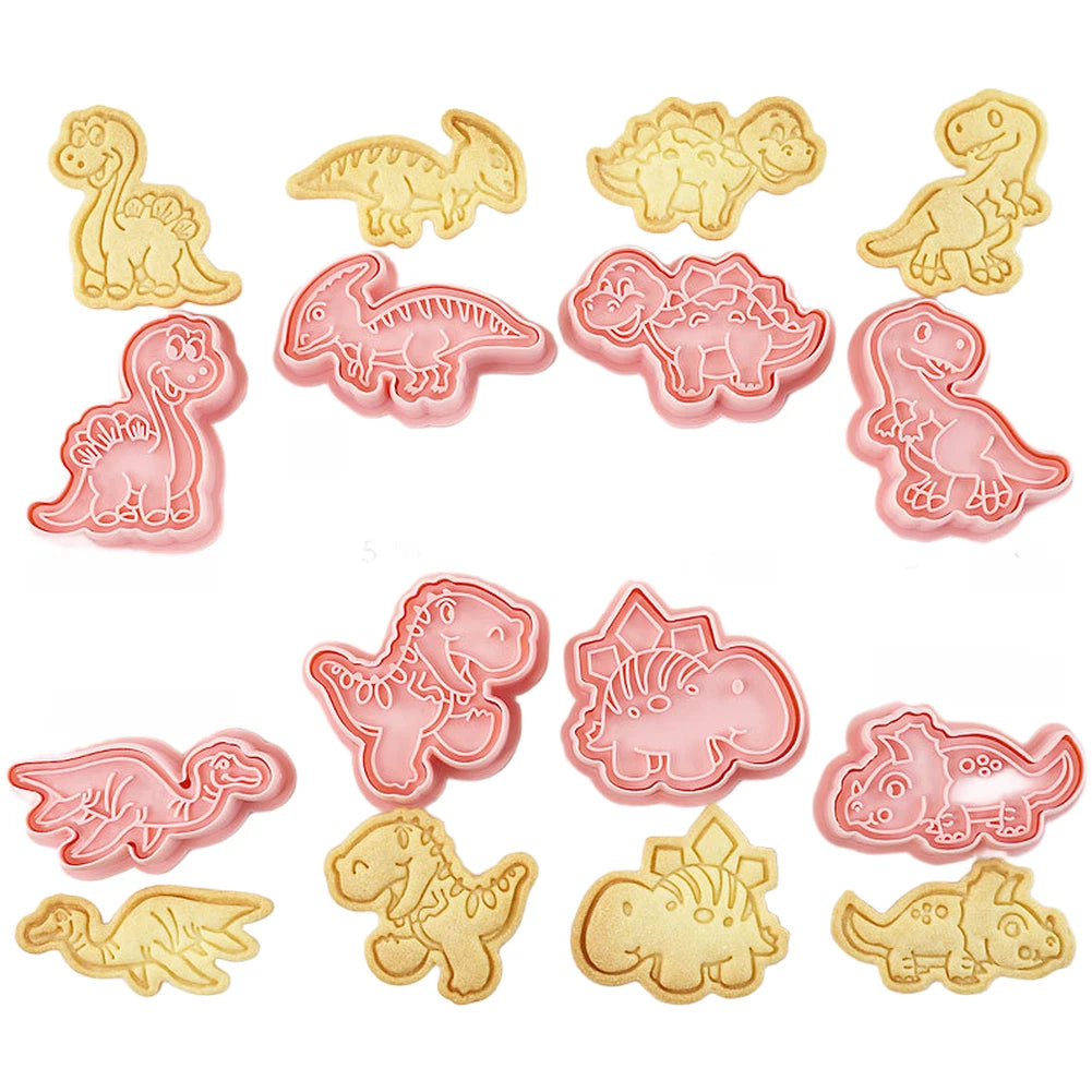 8 Piece Cartoon Dinosaur Cookie Cutters Baking Tool Set