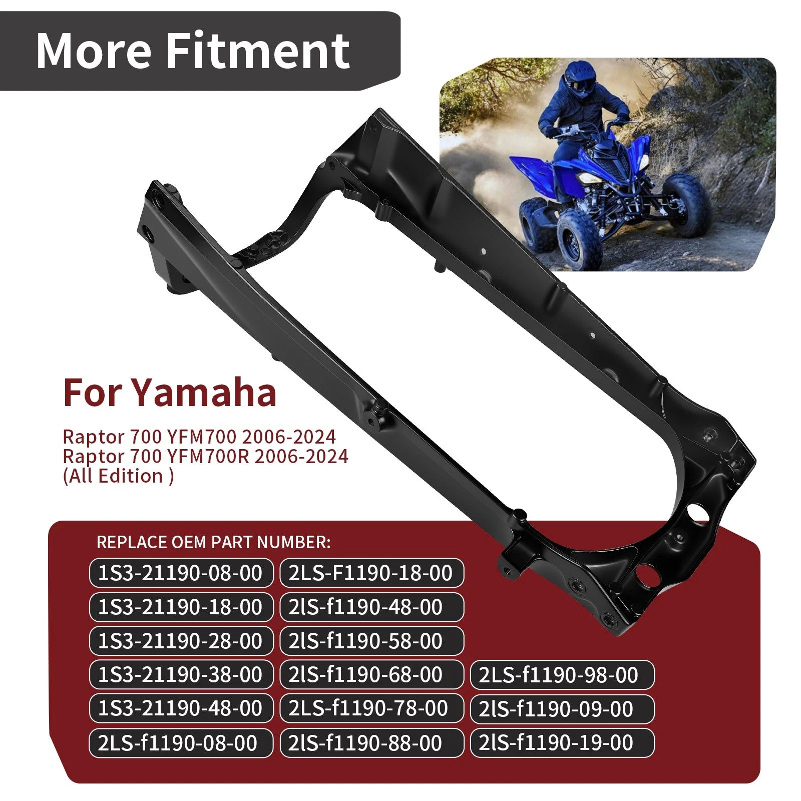 Heavy Duty Aluminum Black Sub Frame for Yamaha Raptor 700 700R (2006–2024)