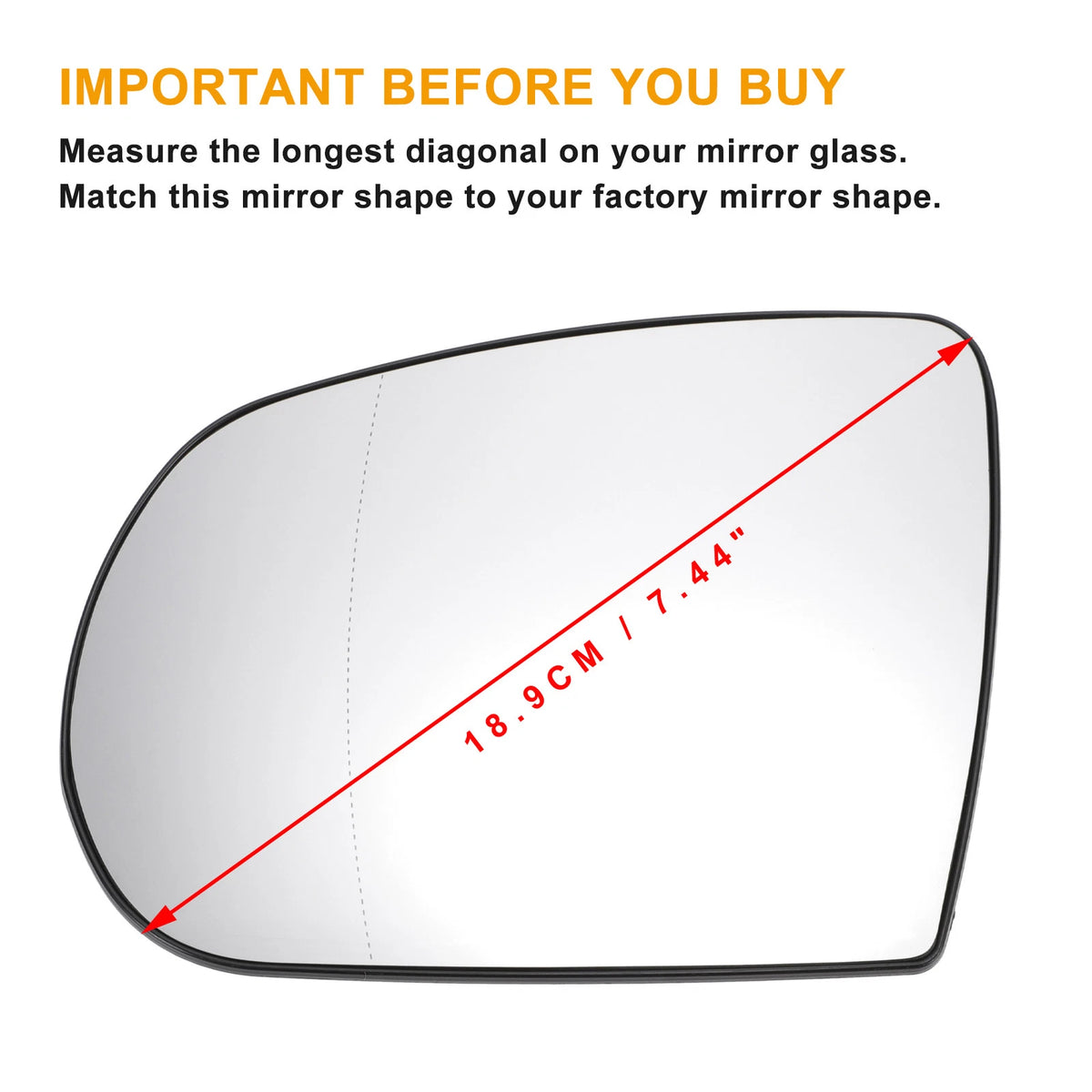 Left Side Heated White Mirror Glass for Jeep Grand Cherokee (2011–2021)