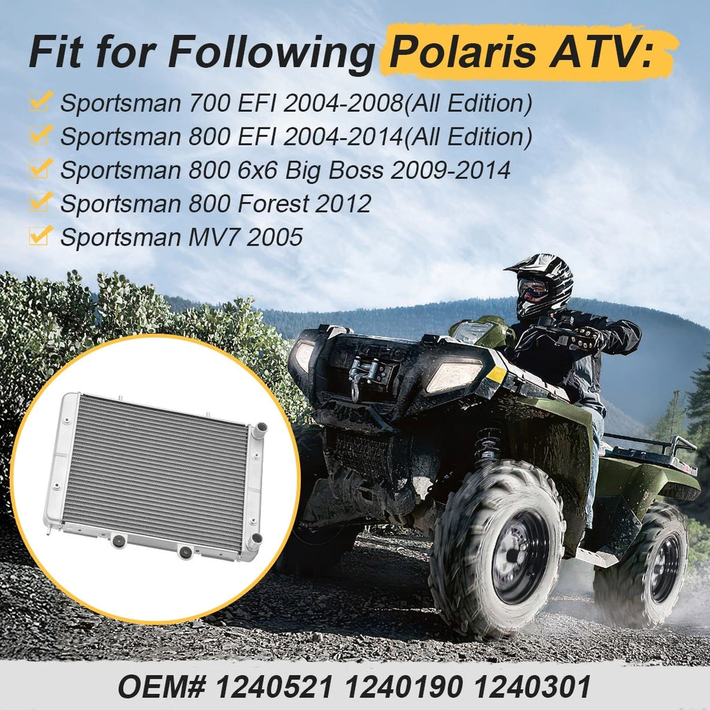 ATV Radiator for Polaris Sportsman 700 800 EFI (2004–2014) 1240190 1240301 1240521
