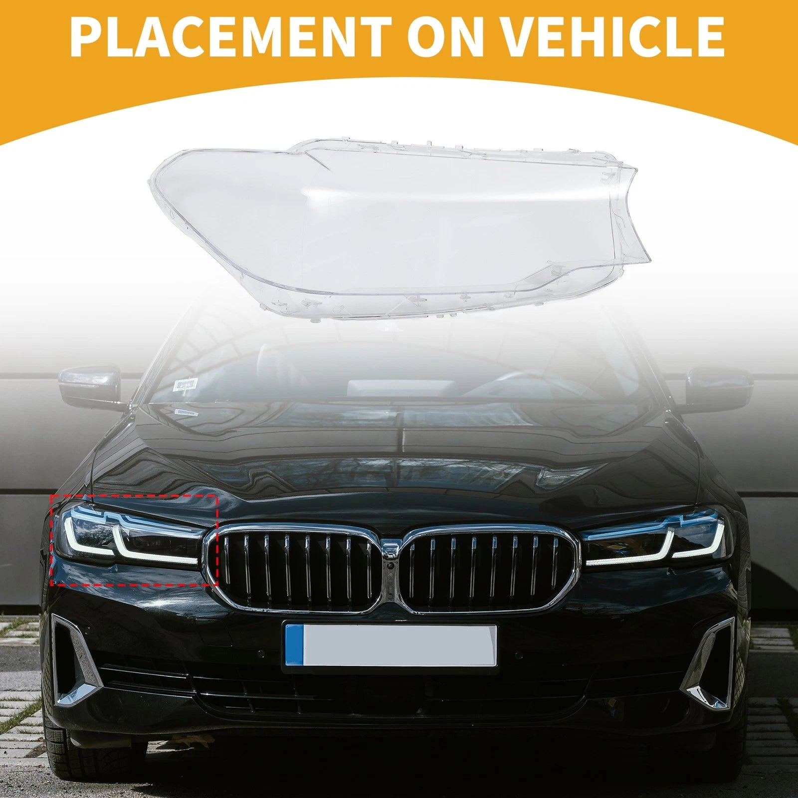 Front Right Headlight Lens Cover Replacement for BMW 5 Series (2017–2018)