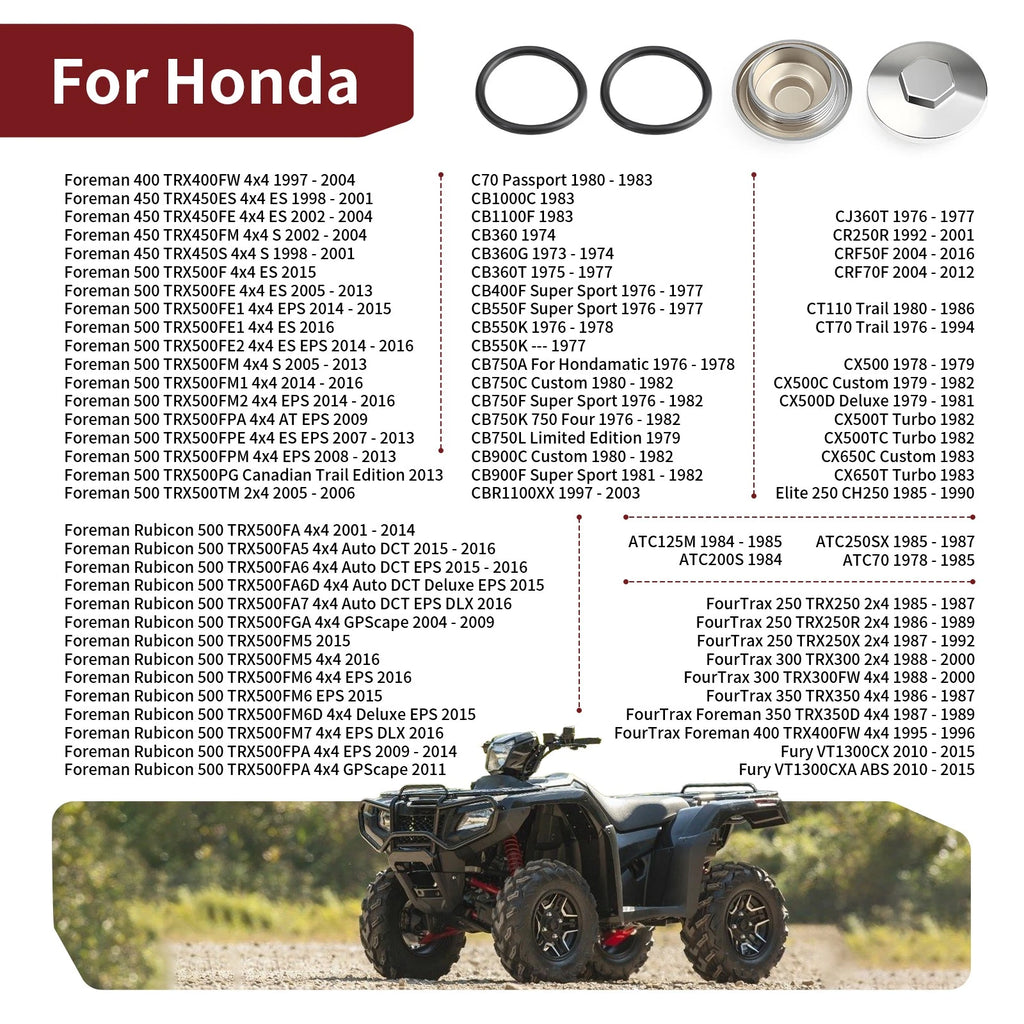 Set of 4 Engine Valve Tappet Adjustment Cover Caps for Honda TRX 250 300 350 400 450 500