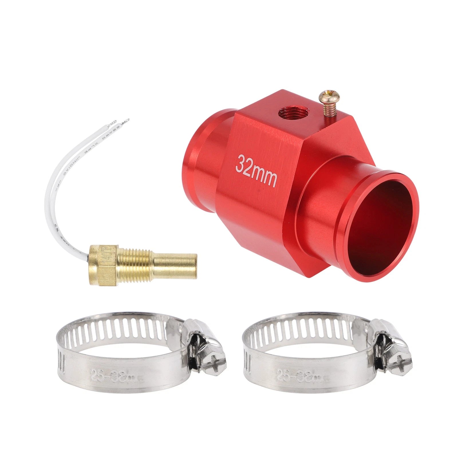 Water Temp Sensor Kit for Auto Radiator Cooling (1.26", Red, 150'F On)