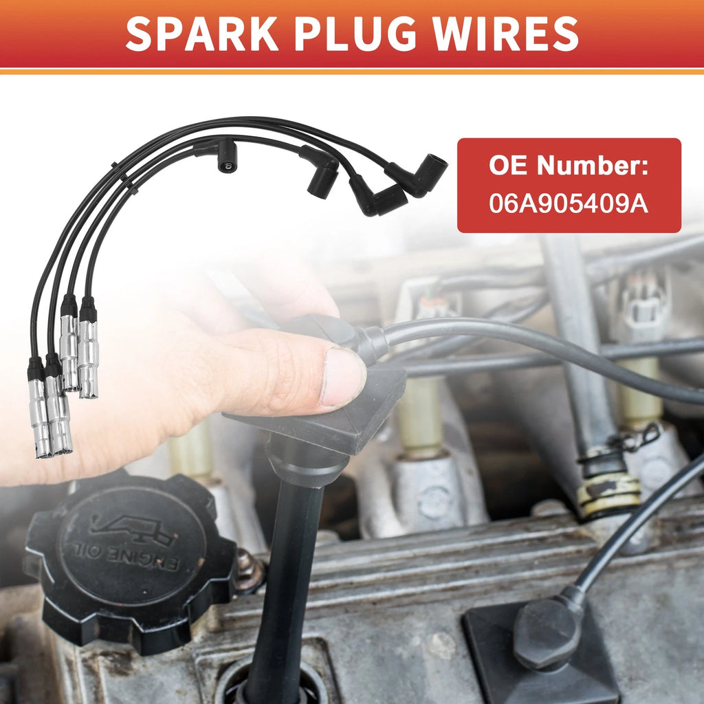 4 Pcs Ignition Coil Spark Plug Wire Set for Audi A3 (1996–2003)