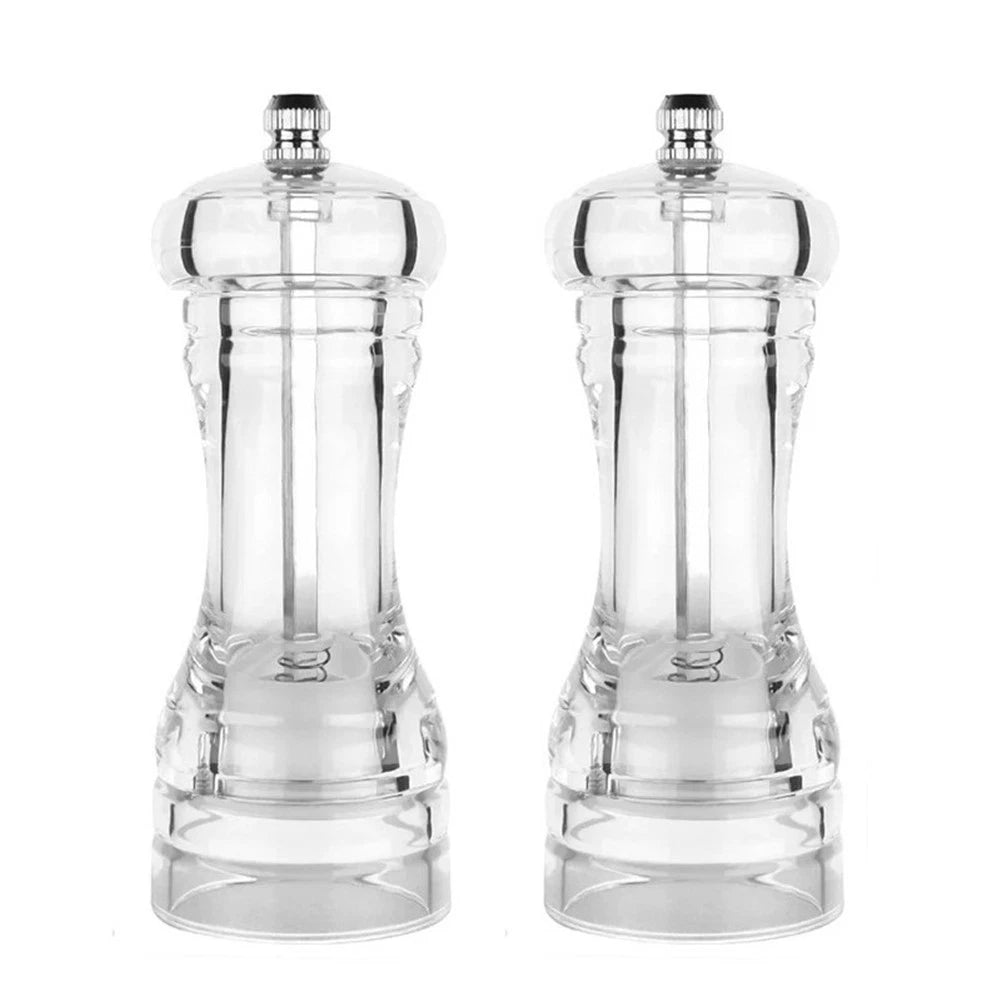 2X Clear Acrylic Pepper Grinder and Salt Shaker for Home Restaurant
