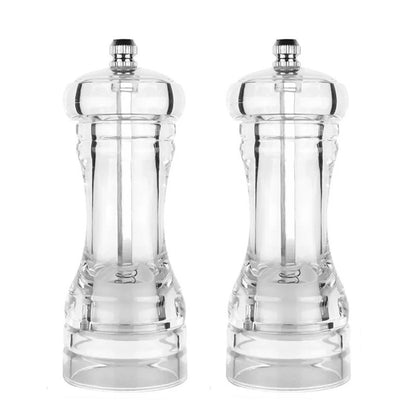 2X Clear Acrylic Pepper Grinder and Salt Shaker for Home Restaurant