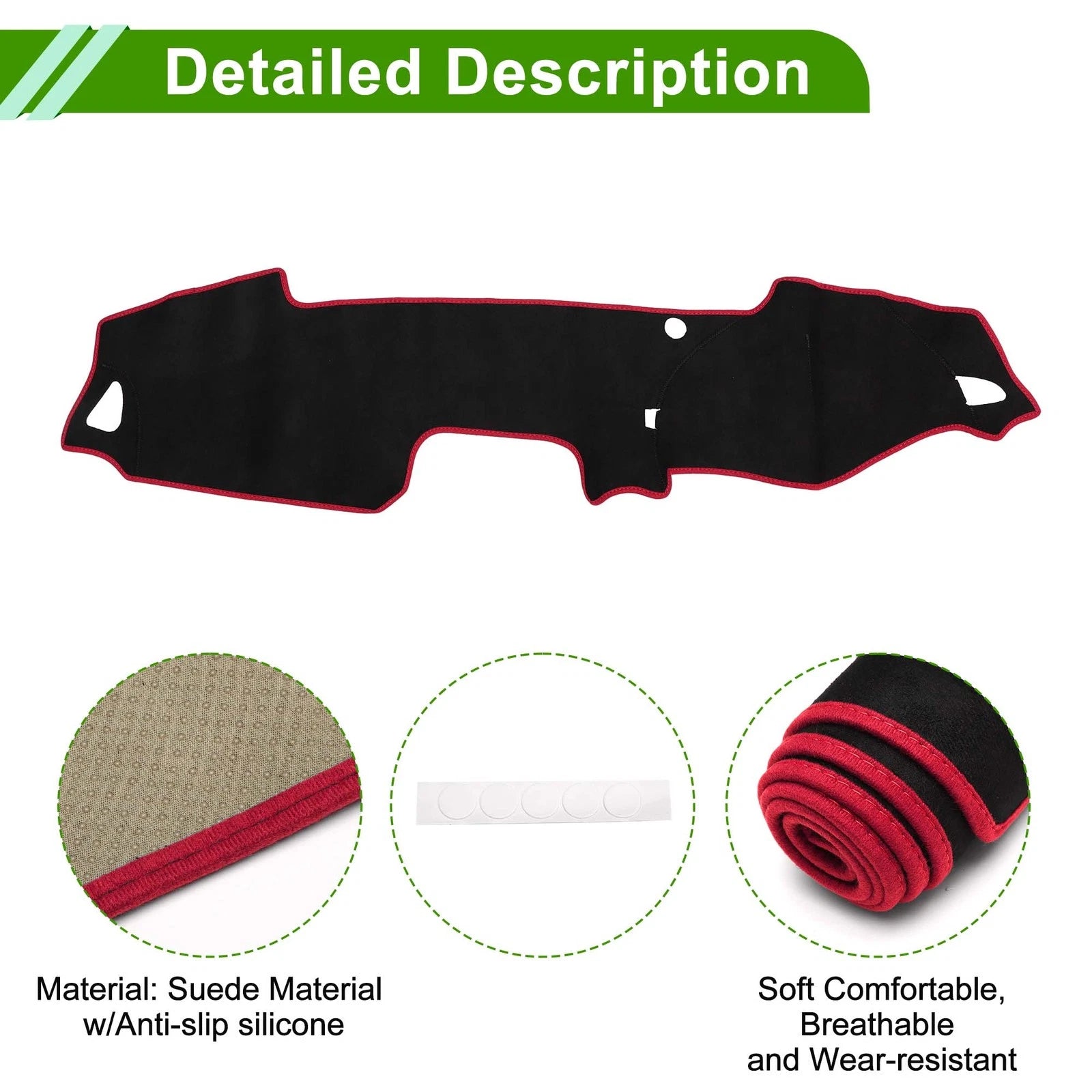 Dashboard Dash Cover Mat for Mazda MX-5 ND RF Miata 2015–2020 Black Red