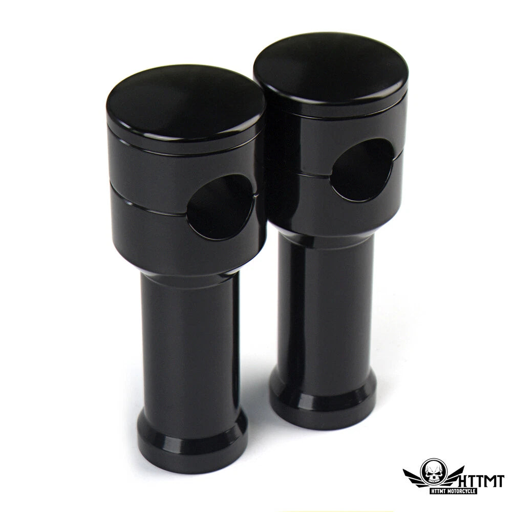 4" Rise Handlebar Risers for Harley (Smooth Black, 1" / 25mm Mount)