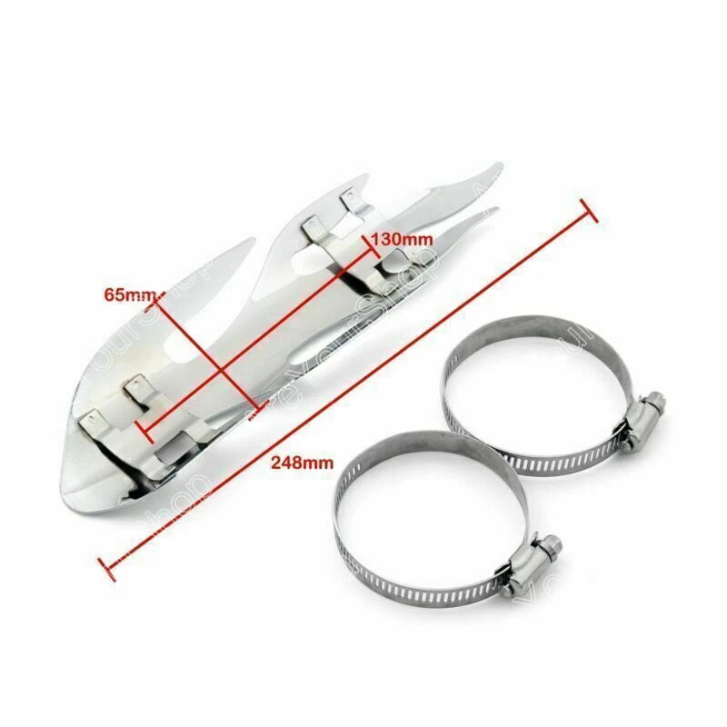 Chrome Flame Exhaust Muffler Pipe Heat Shield Cover for T9