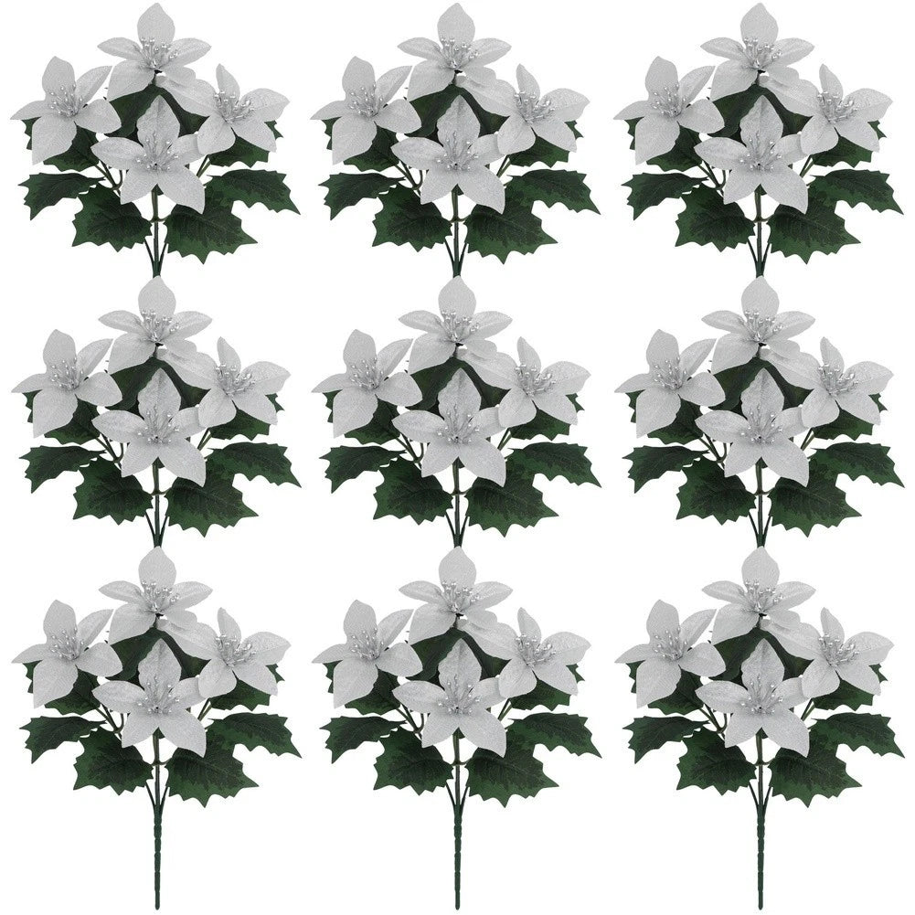 Poinsettia Silk Flower Arrangement for Festive Table Decor